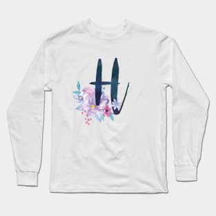 Floral Monogram H Pretty Lilac Bouquet Long Sleeve T-Shirt